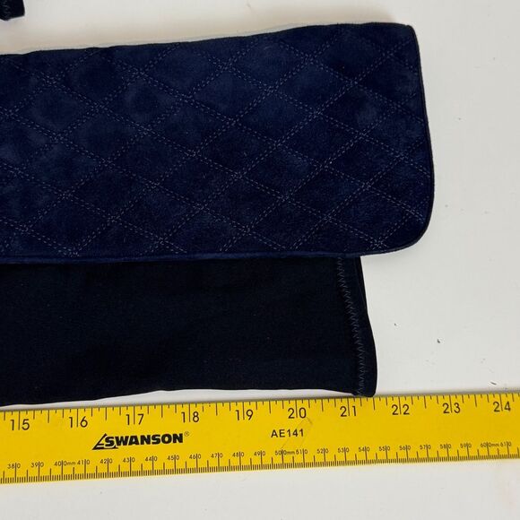 Stuart Weitzman 5050 Quilted Navy Blue Suede Black Over the Knee Boots 9.5 - Picture 8 of 8